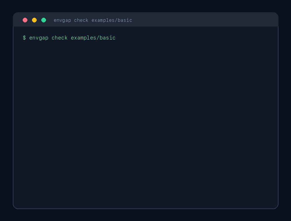 envgap animated terminal demo