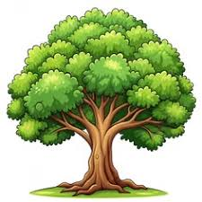 Ilustración de un árbol con copa verde y tronco café