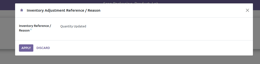 Apply inventory reason