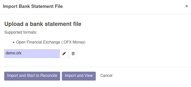 Bank statement import wizard screenshot