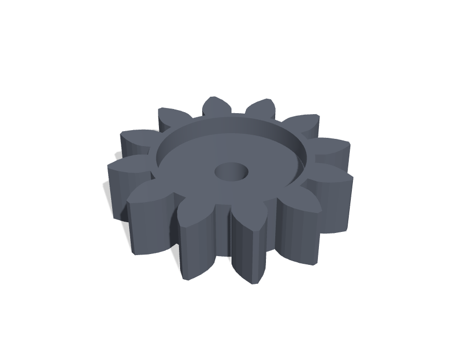 An MCAD involute gear imported via scad123d