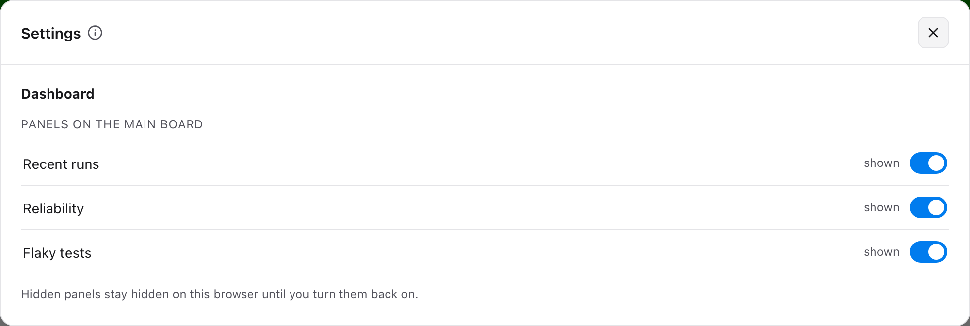 Pytest Reports — dashboard settings