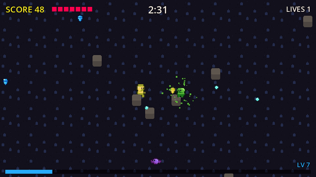 Night Survivor: auto-fire, gems, level-ups