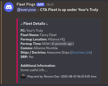 Discord Ping Example: Formup NOW