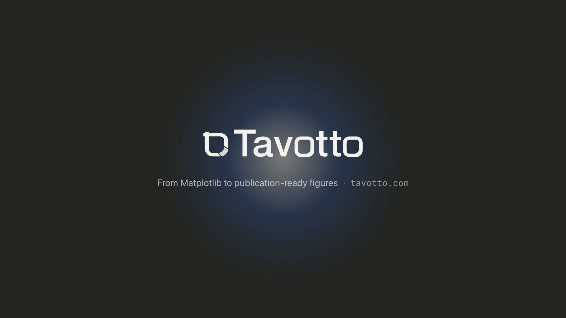 The cover of the Tavotto launch film: the Tavotto mark on a dark ground, with the line From Matplotlib to publication-ready figures. Opens the film on tavotto.com.
