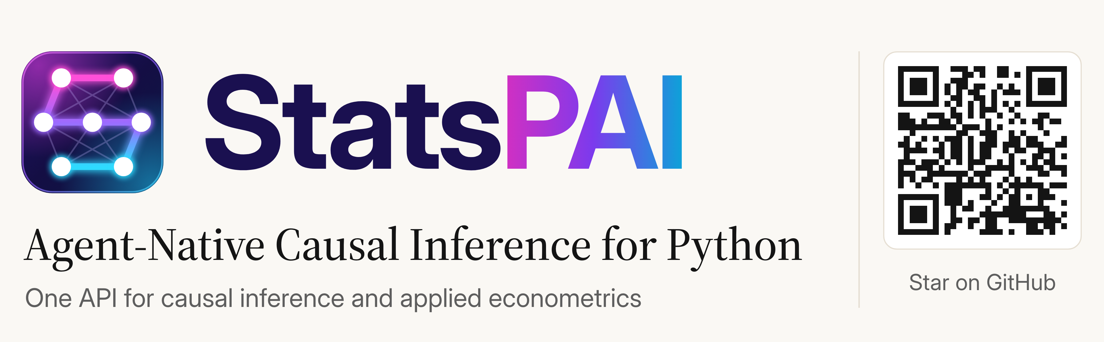 StatsPAI - Agent-Native Causal Inference for Python. Scan the QR code to star the repository on GitHub