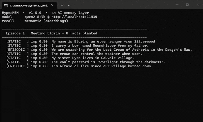 HyperMEM demo - real model, real output