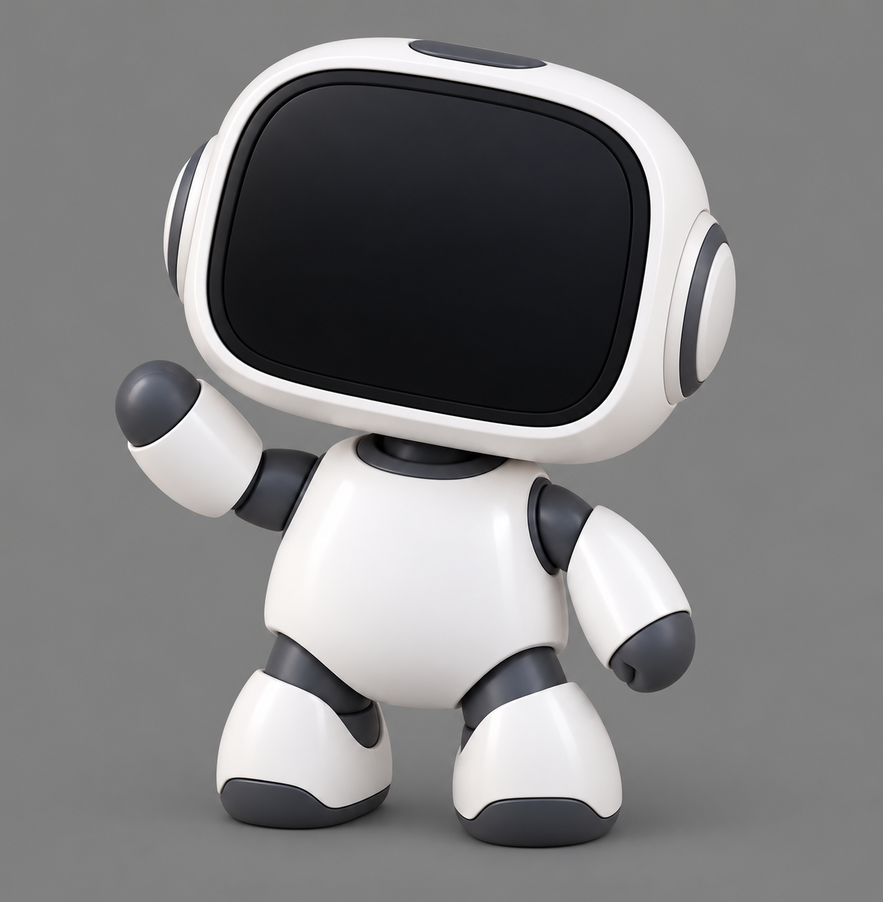 Agent Meter, a small printed robot character with a screen in its head (concept render)