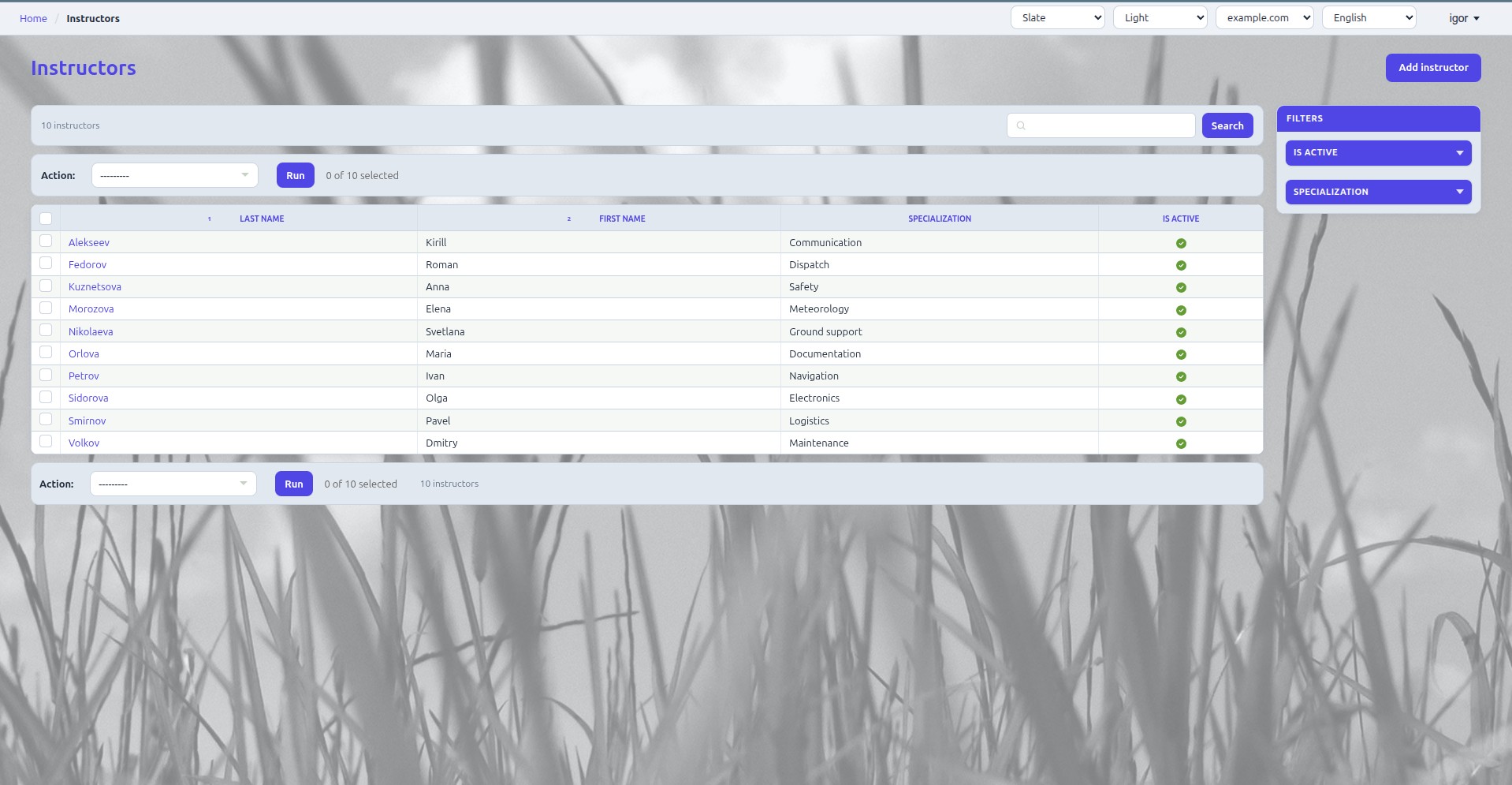 Changelist — Slate palette (example model)