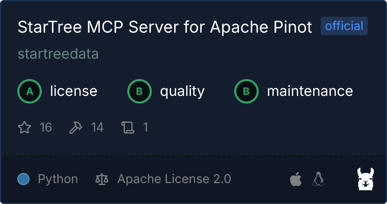 StarTree Server for Apache Pinot MCP server