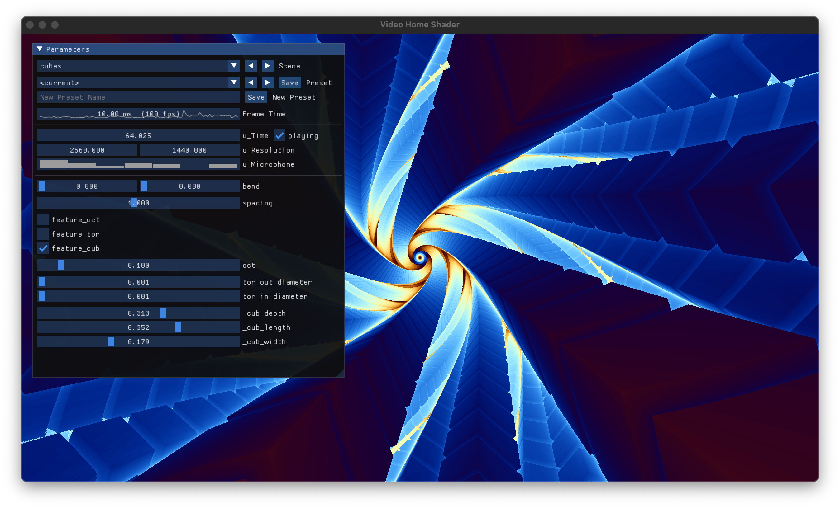 Screenshot of VHSh in action