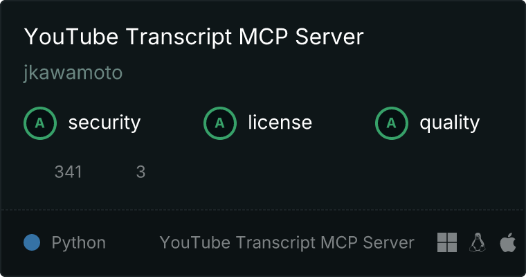 YouTube Transcript Server MCP server