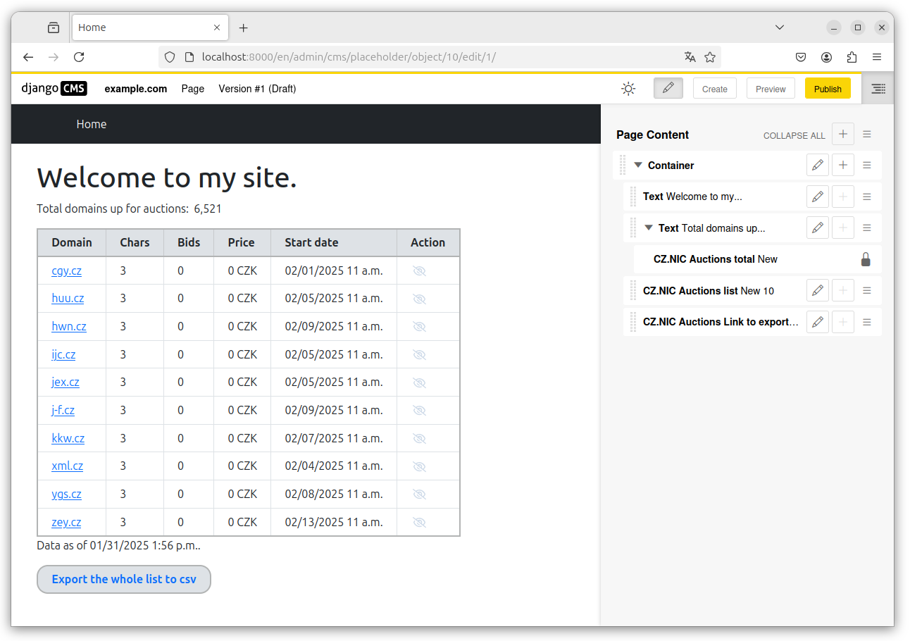 Auctions example