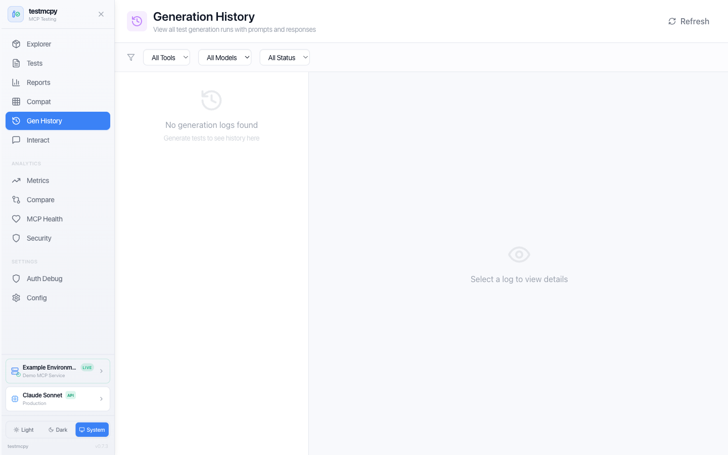 Generation History page