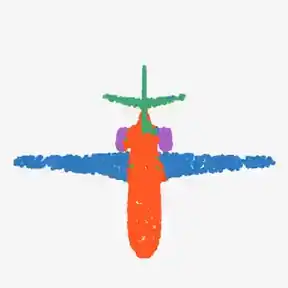 An airplane turning a full circle, its parts colored by class