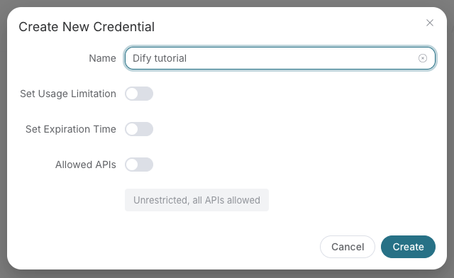 Create a separately named key with optional restrictions