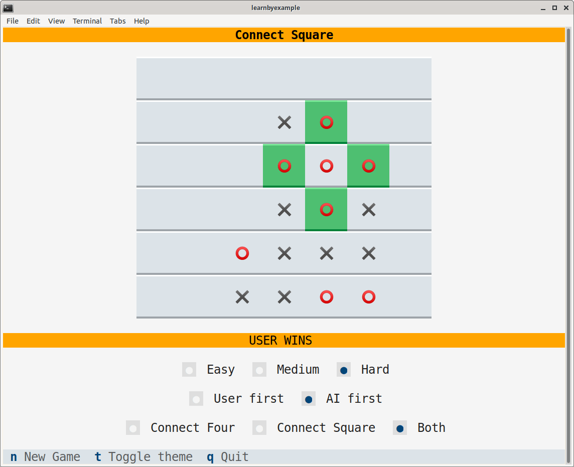 Sample Connect Four or Square game