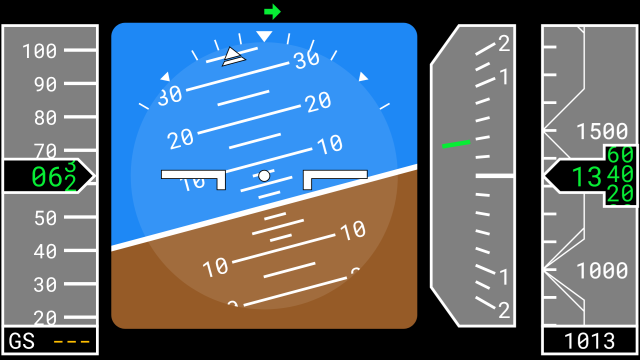 screenshot of top part of primary flight display page