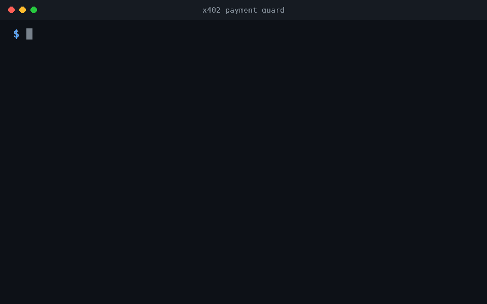 Wardproof screening x402 payments: a legitimate payment is allowed while an attacker redirect, a replayed payment, and a prompt injection in the 402 body are all blocked and written to a tamper-evident ledger.