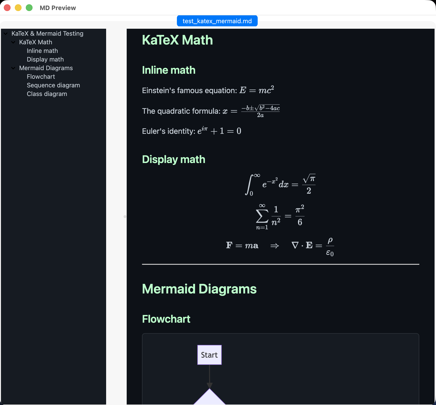 Mermaid diagram and KaTeX math rendered