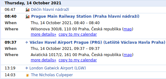 Example screenshot of the output in Google Calendar