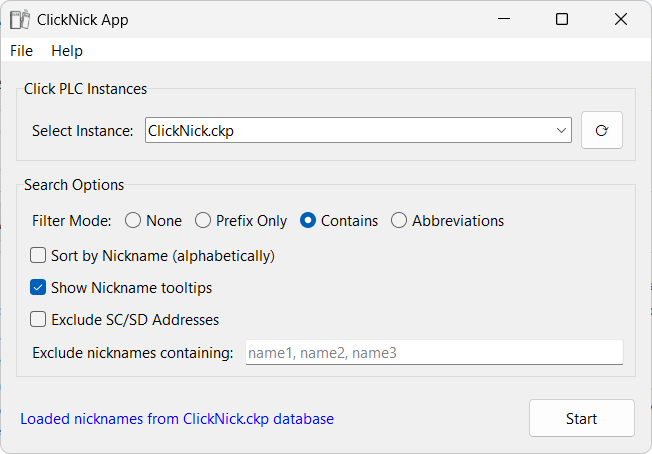 ClickNick App Main Window