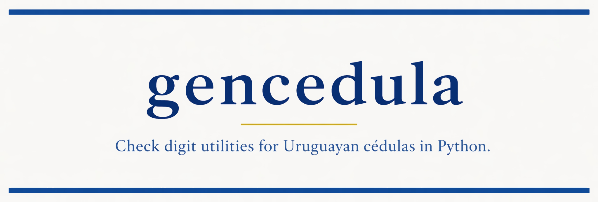 gencedula — check digit utilities for Uruguayan cédulas in Python