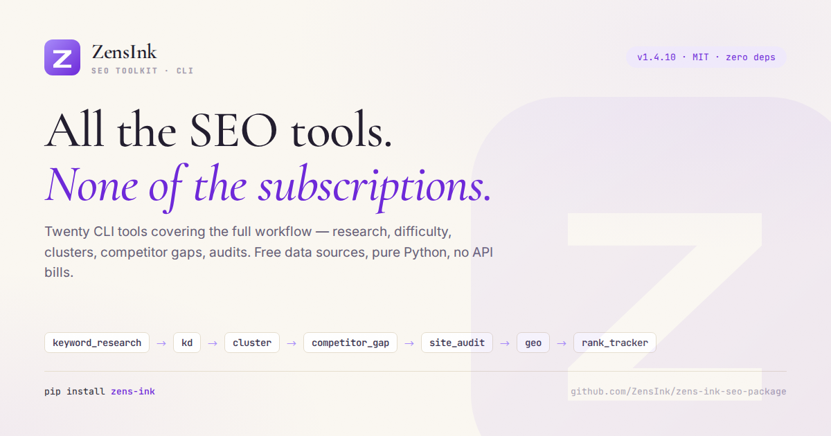 ZensInk — SEO Toolkit for Indie Builders