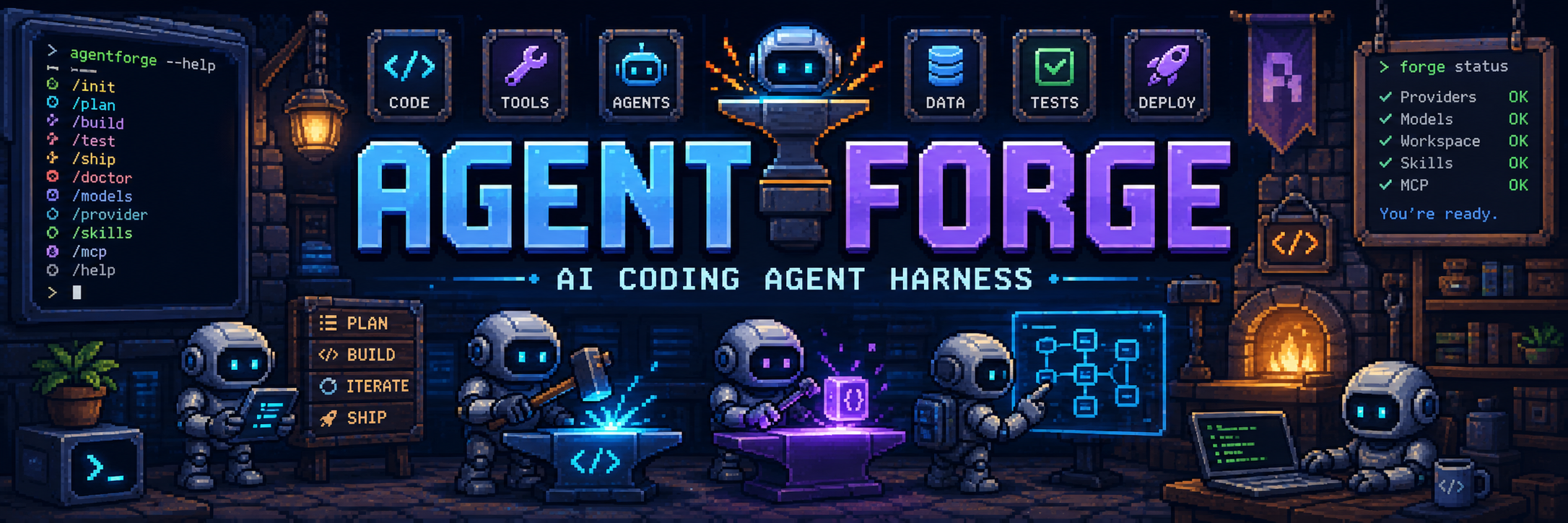 AgentForge pixel-art banner