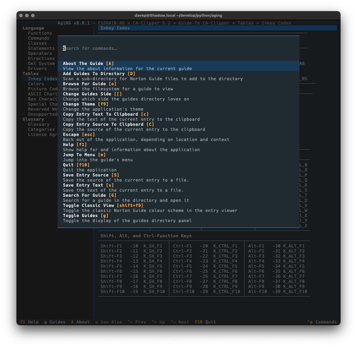 The command palette