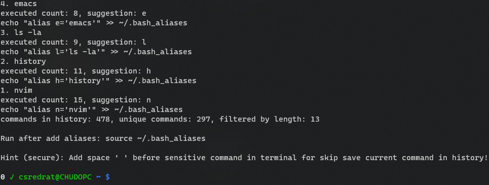 generated bash aliases