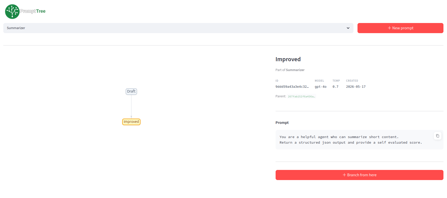New Prompt/Branch