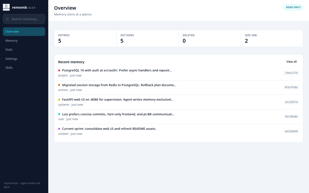 rememb web UI