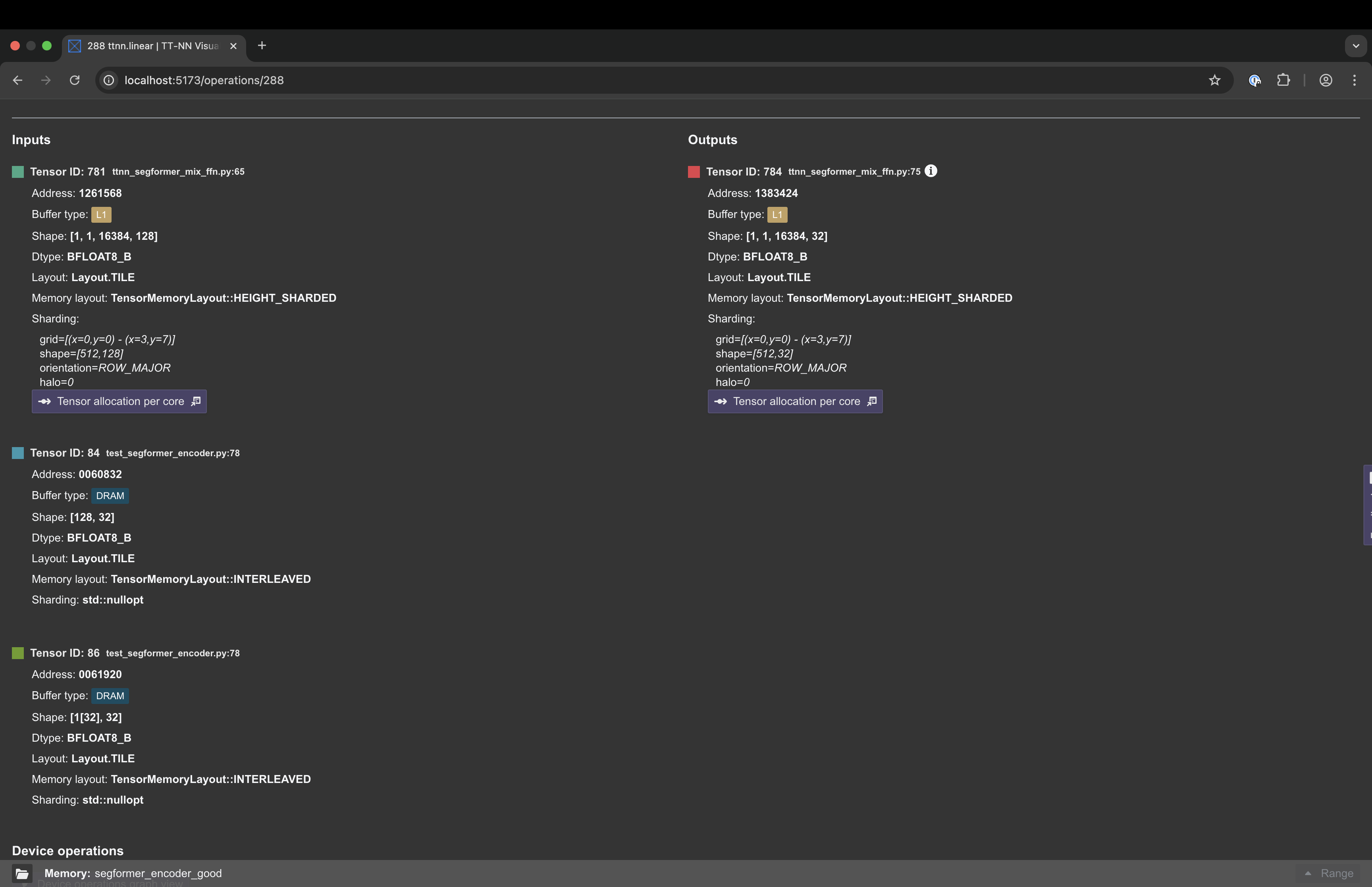 Operation inputs and outputs