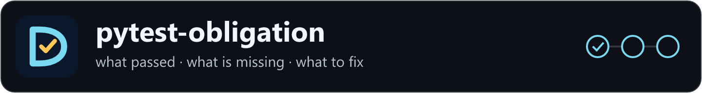 pytest-obligation: what passed · what is missing · what to fix