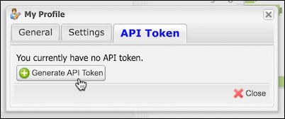 Screenshot of "Generate API Token" button