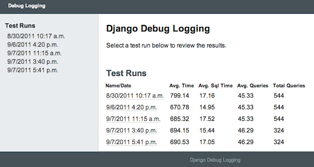 Debug Logging main view