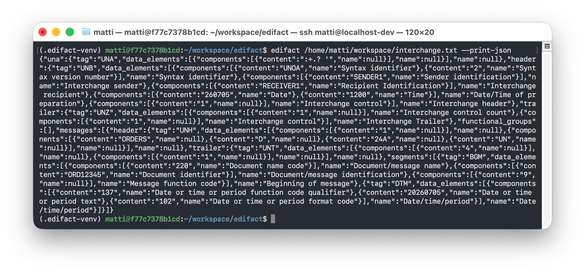 CLI output as JSON