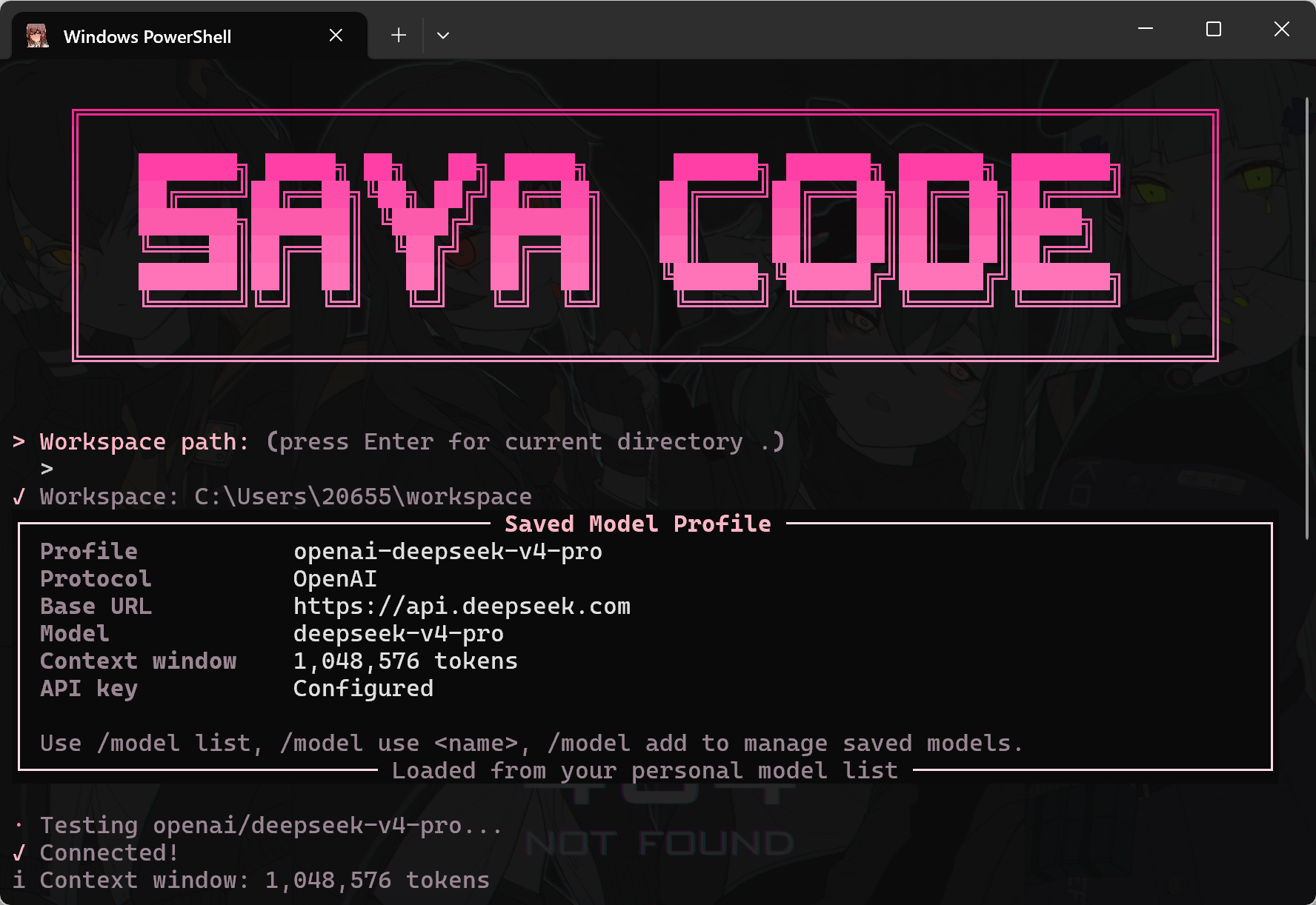 SAYACODE terminal screenshot