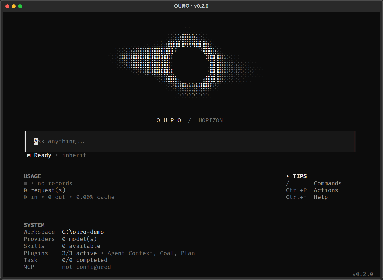 OURO v0.2.0 的终端交互界面