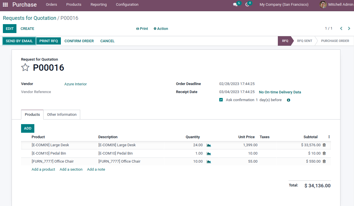 Purchase order updated