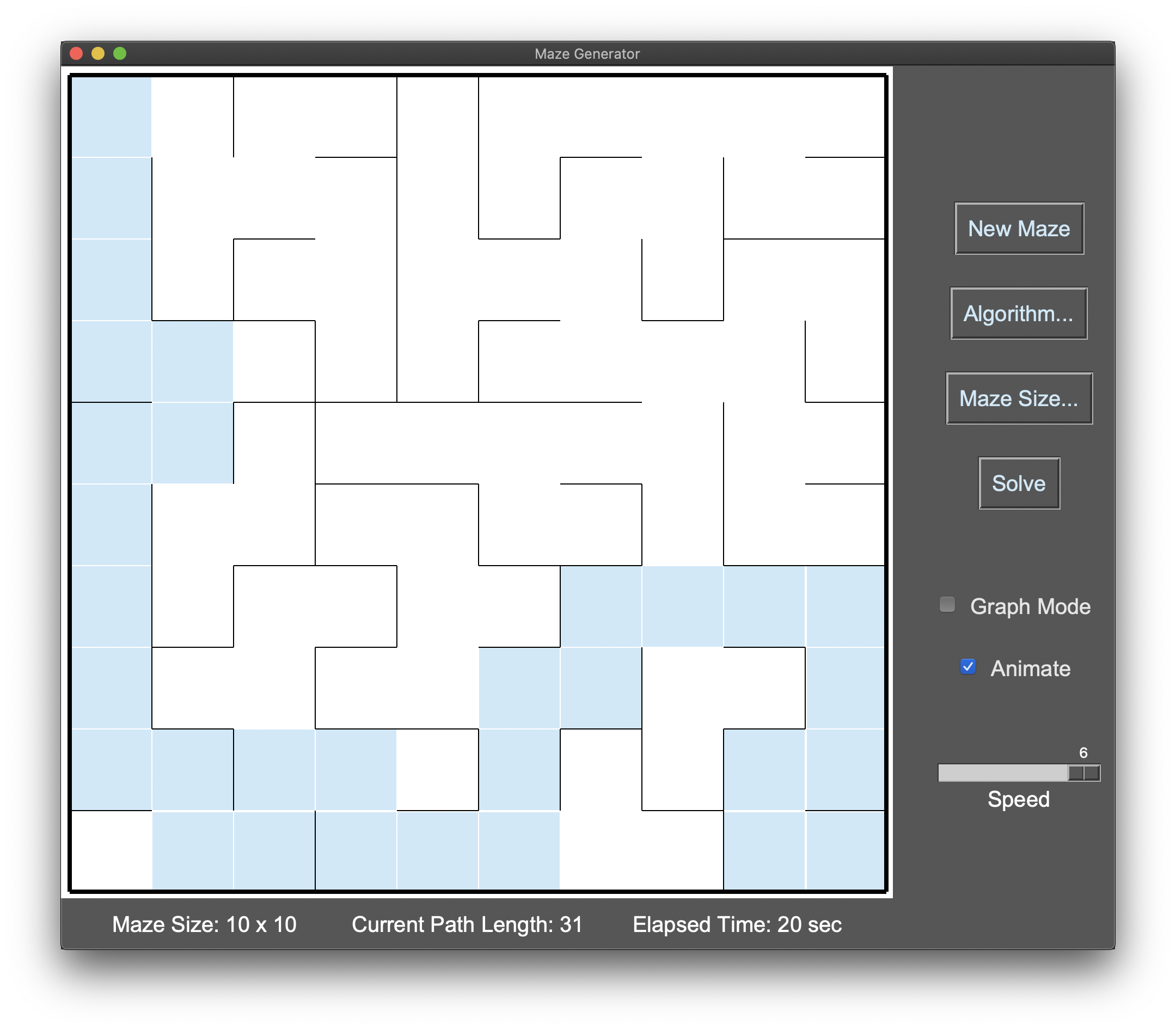 Maze UI - Grid Mode (large cells)