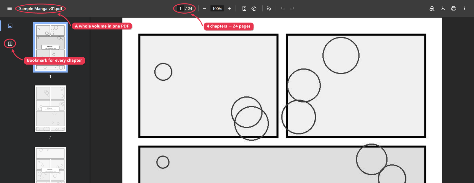 A merged volume open in the browser PDF viewer