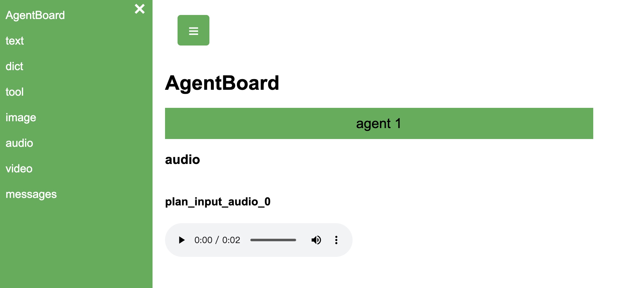 agentboard audio function