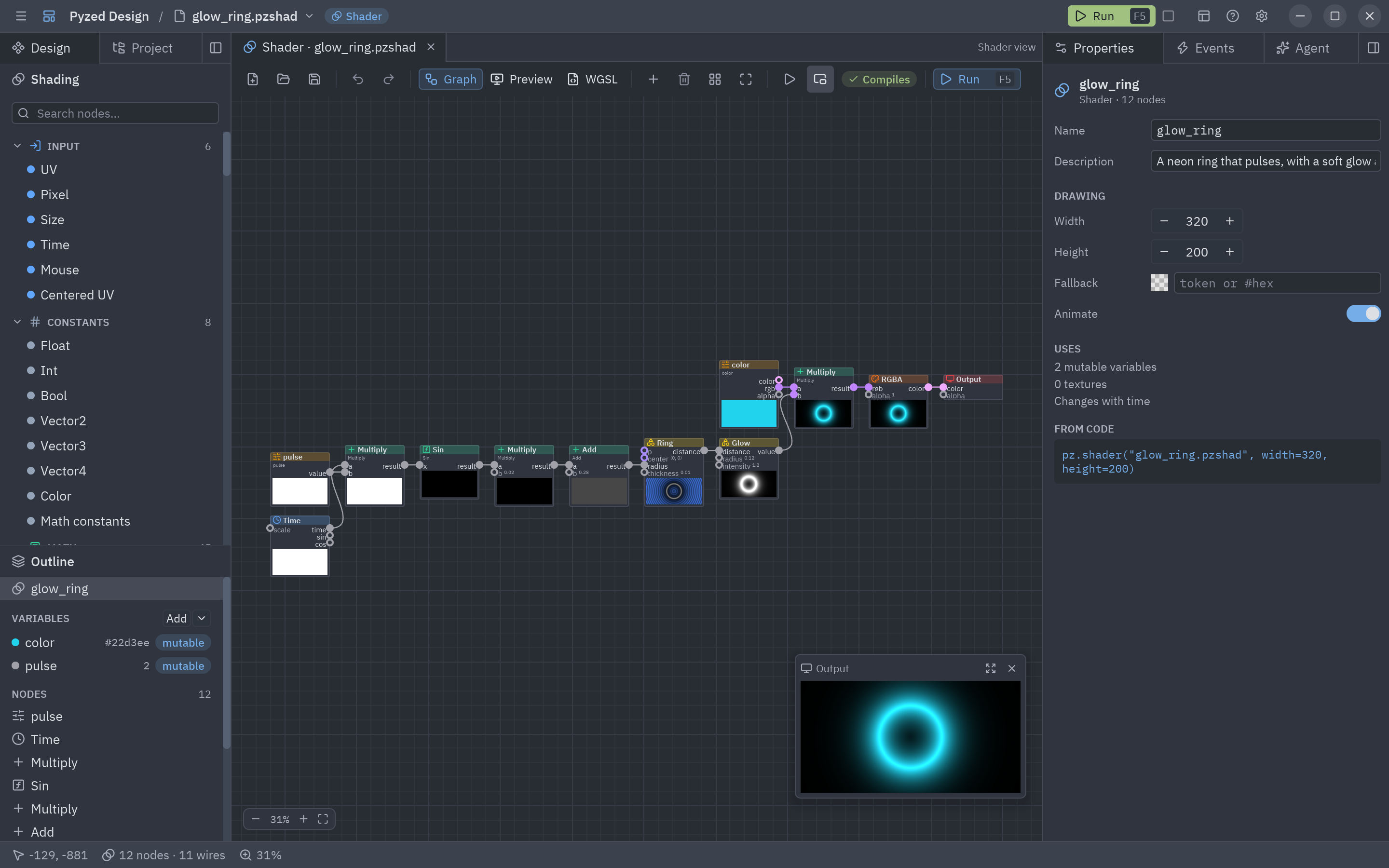 Vista Shader con un grafo de nodos