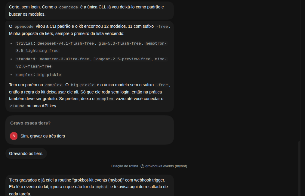 3. Model tiers and the routine created by the bot