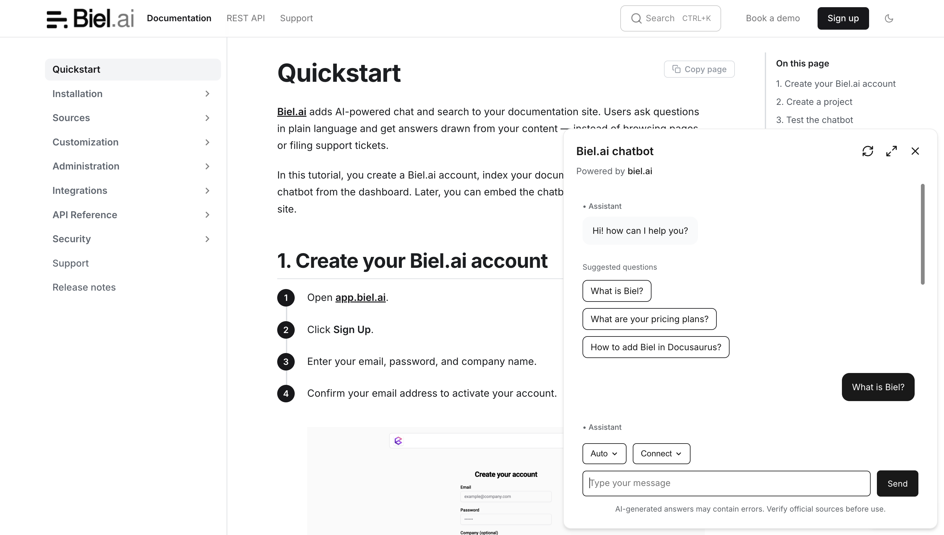 AI chatbot MkDocs