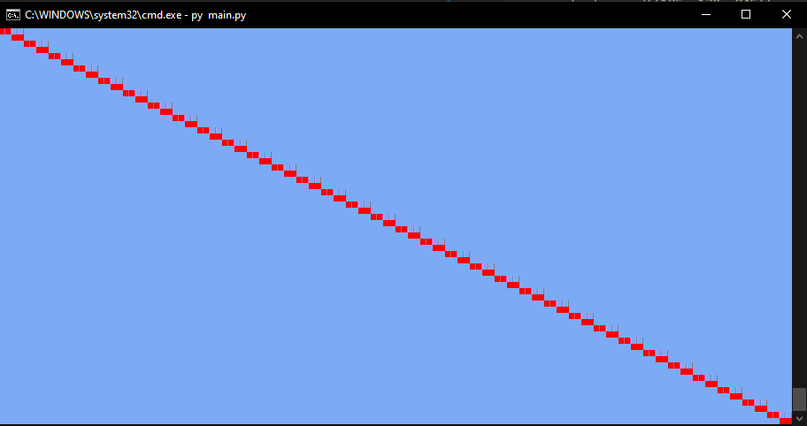 An example of a "3D" line being drawn on the canvas