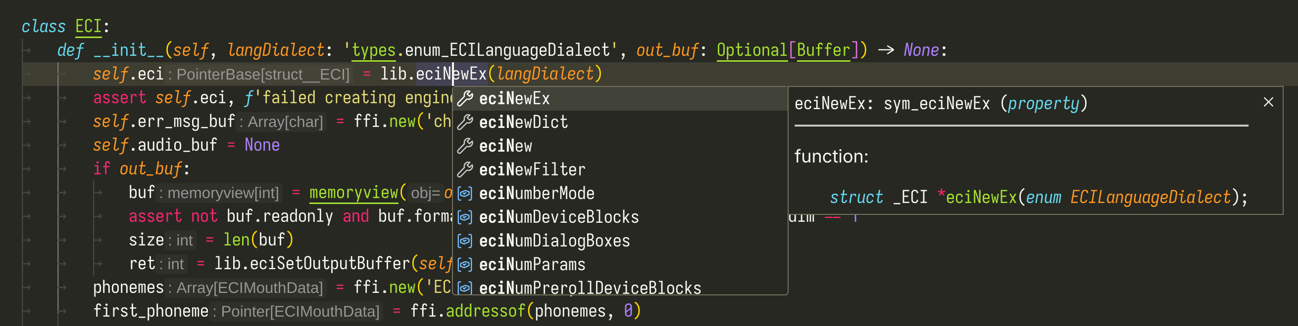 (Screenshot) Autocompletion of lib globals