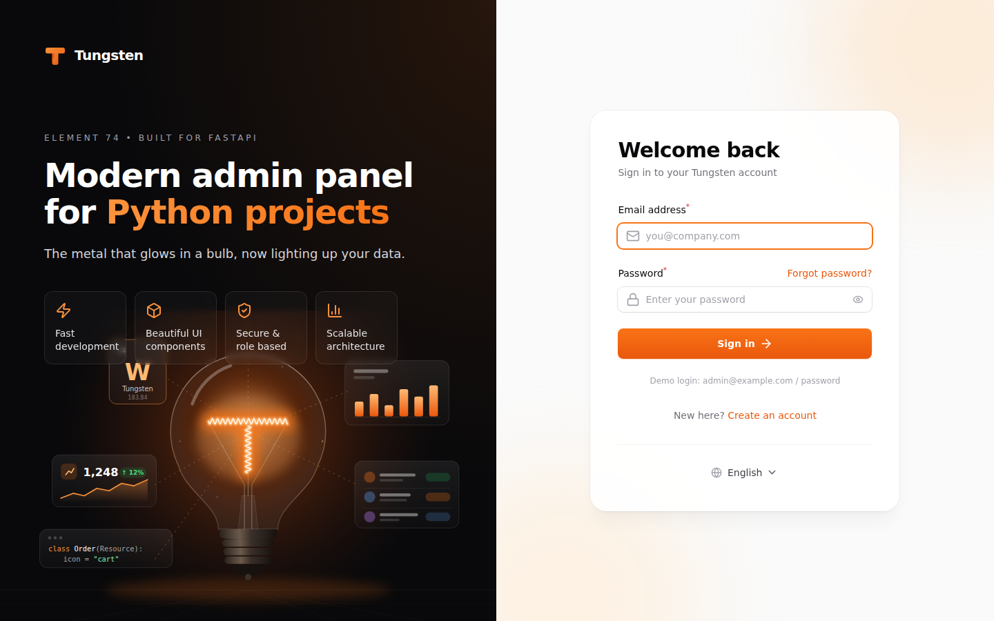 Login page